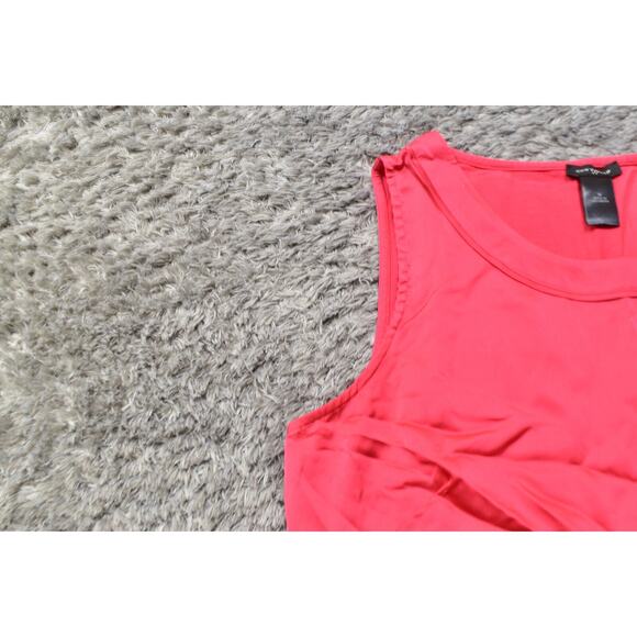 Ann Taylor Red Polyester Blouse M Size Crew Neck Sleeveless Solid Top - Picture 6 of 7